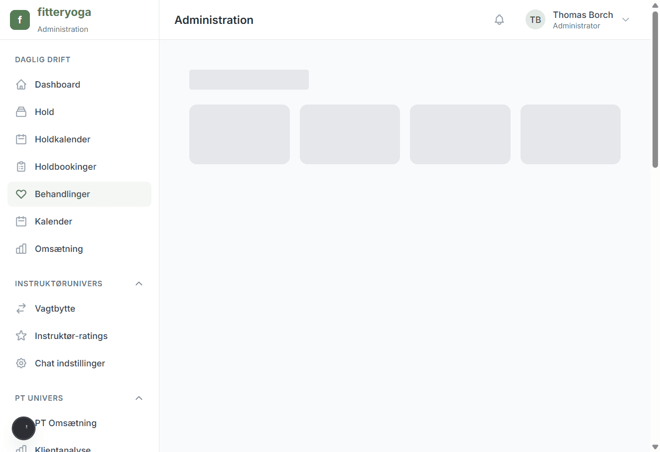 Behandlingsbooking administration - Holdstyring